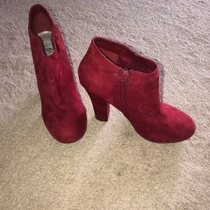 Red suede booties